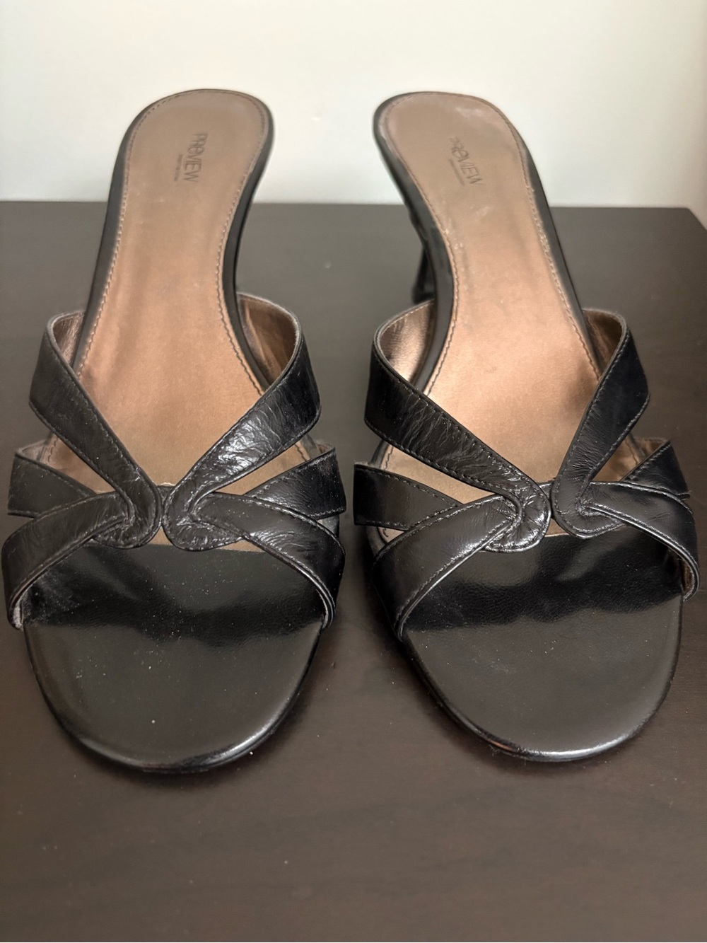 Preview International Black Leather Slide Mules